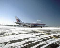 Airplane on a snowy runway